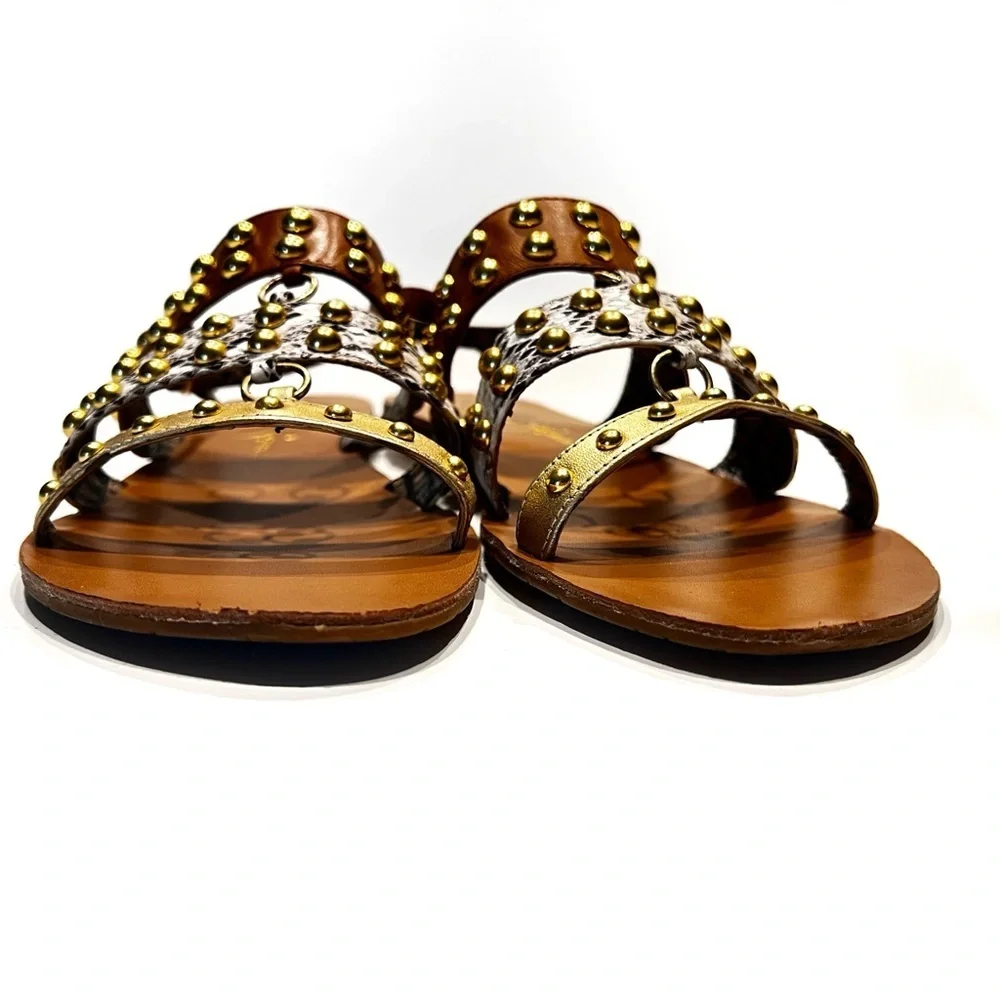 Jessica Simpson dressy flat sandals KARI studded Gold Combo New Metallic sz 10 - Picture 14 of 14